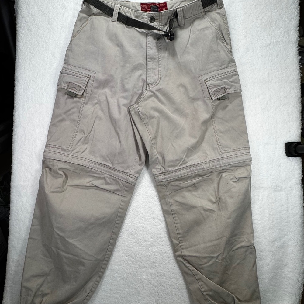 Abercrombie & Fitch Mens Khaki Convertible Cargo Pants Zip Off Shorts Size M
